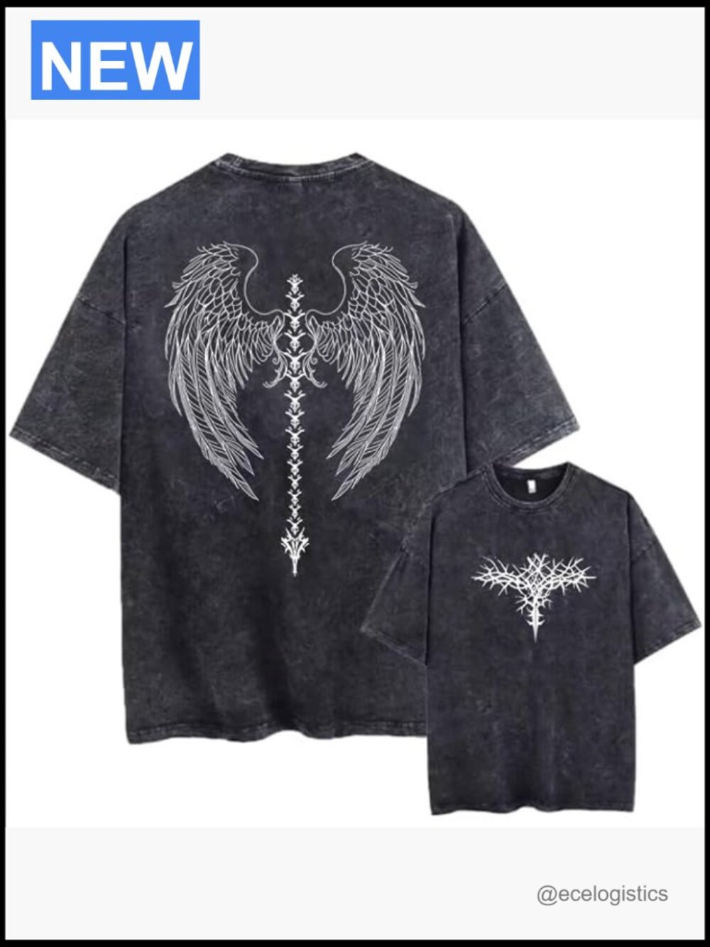 Oversized Acid Wash Gothic Skull Print Tee Y2K Grunge Vintage